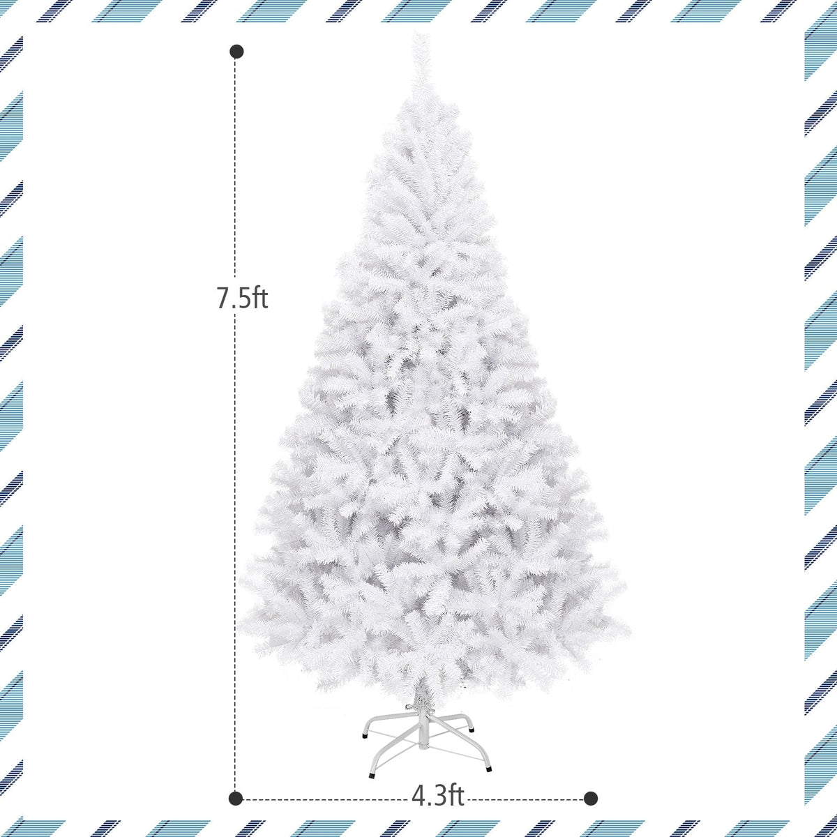 6 Feet / 7.5 Feet / 9 Feet Hinged Artificial Christmas Tree with Metal Stand-7.5 Feet-Christmas Trees-DECOROLALA