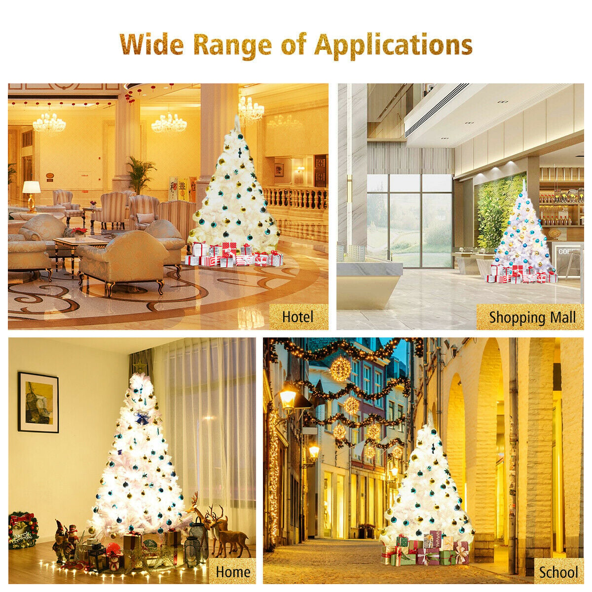 6 Feet / 7.5 Feet / 9 Feet Hinged Artificial Christmas Tree with Metal Stand-7.5 Feet-Christmas Trees-DECOROLALA
