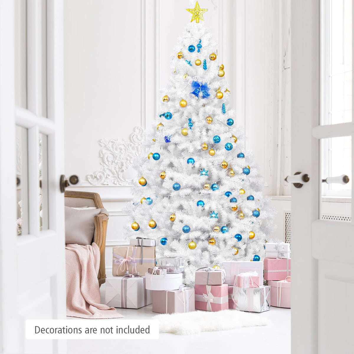6 Feet / 7.5 Feet / 9 Feet Hinged Artificial Christmas Tree with Metal Stand-7.5 Feet-Christmas Trees-DECOROLALA