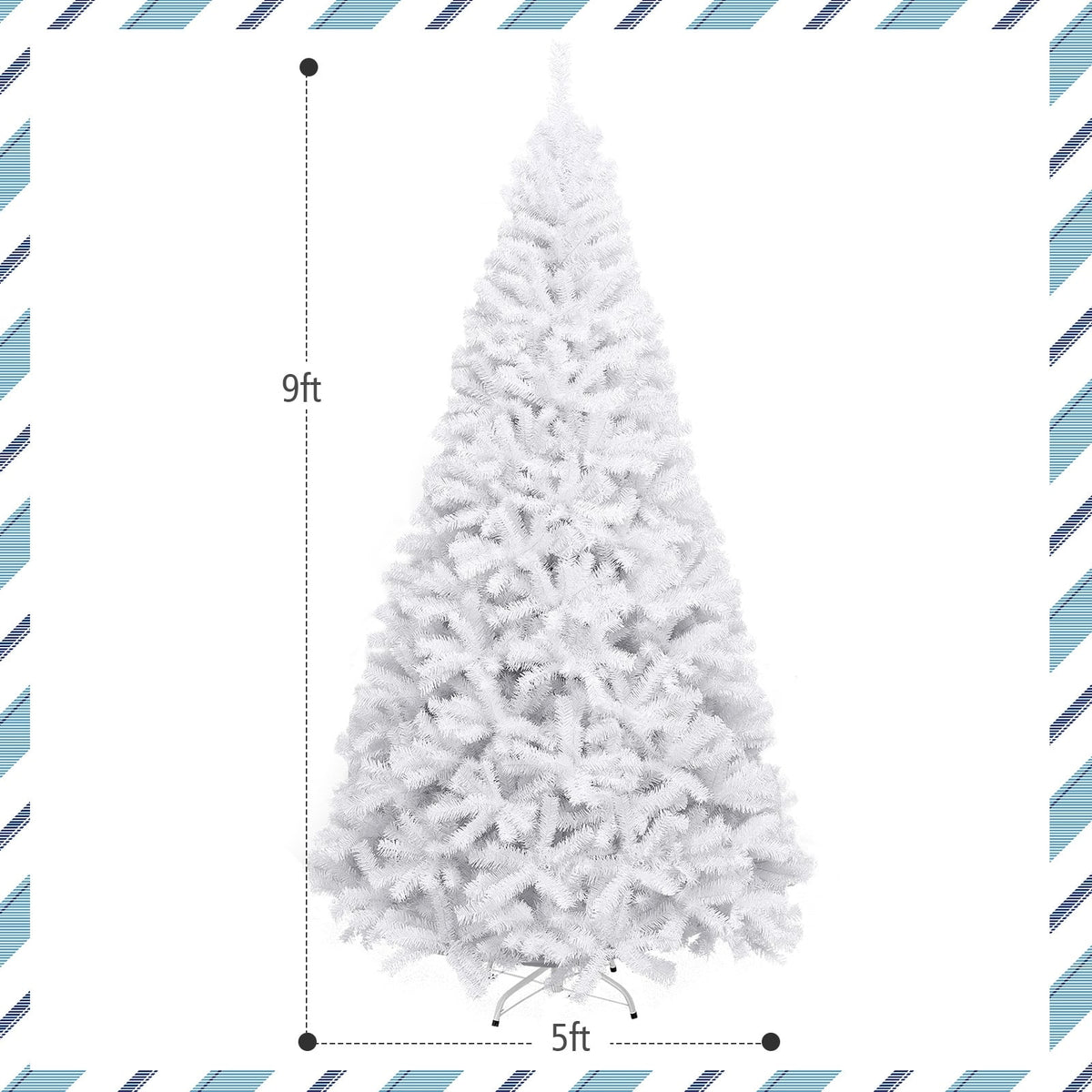 6 Feet / 7.5 Feet / 9 Feet Hinged Artificial Christmas Tree with Metal Stand-9 Feet-Christmas Trees-DECOROLALA