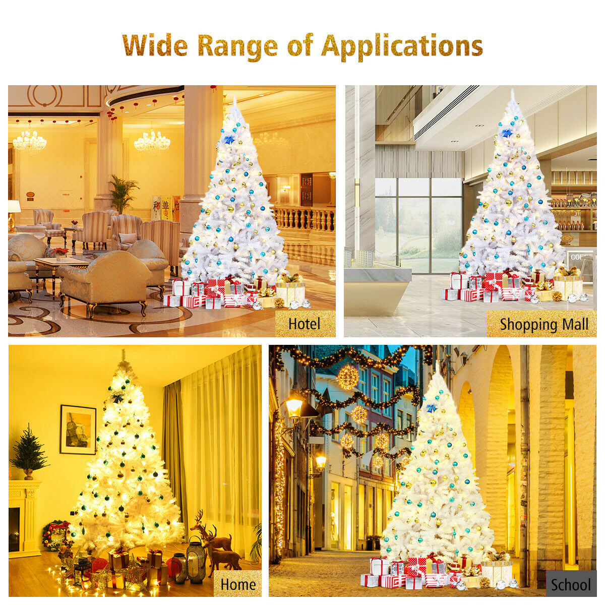 6 Feet / 7.5 Feet / 9 Feet Hinged Artificial Christmas Tree with Metal Stand-9 Feet-Christmas Trees-DECOROLALA