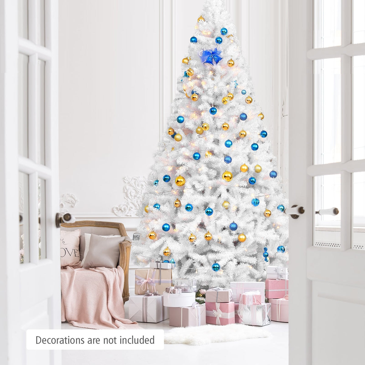 6 Feet / 7.5 Feet / 9 Feet Hinged Artificial Christmas Tree with Metal Stand-9 Feet-Christmas Trees-DECOROLALA