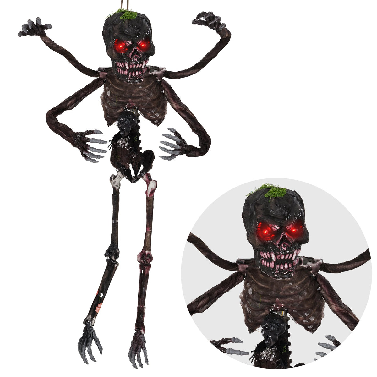 6 Feet Animated Halloween Decoration with 4 Arms Red LED-lit Eyes & Spooky Sounds-Halloween-DECOROLALA