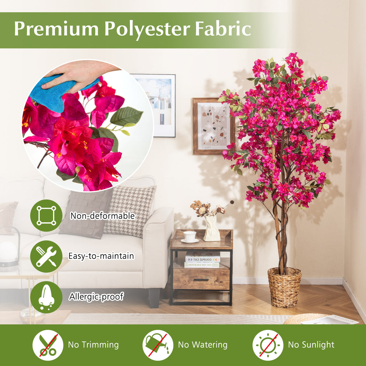 6 Feet Artificial Bougainvillea Tree with 910 Flowers-1 Piece-Artificial Plants-DECOROLALA