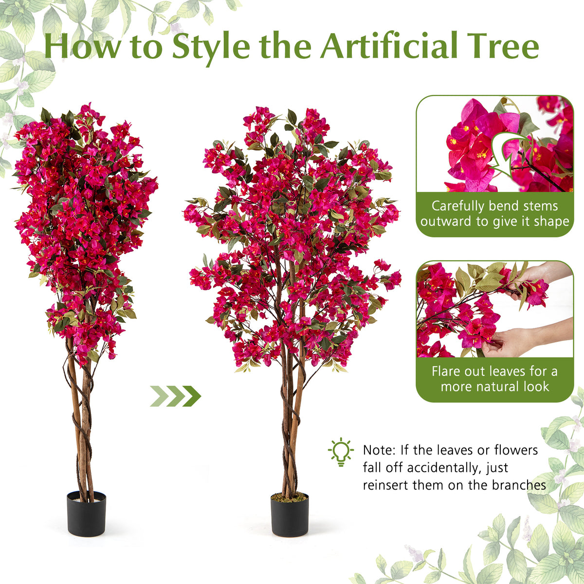 6 Feet Artificial Bougainvillea Tree with 910 Flowers-1 Piece-Artificial Plants-DECOROLALA