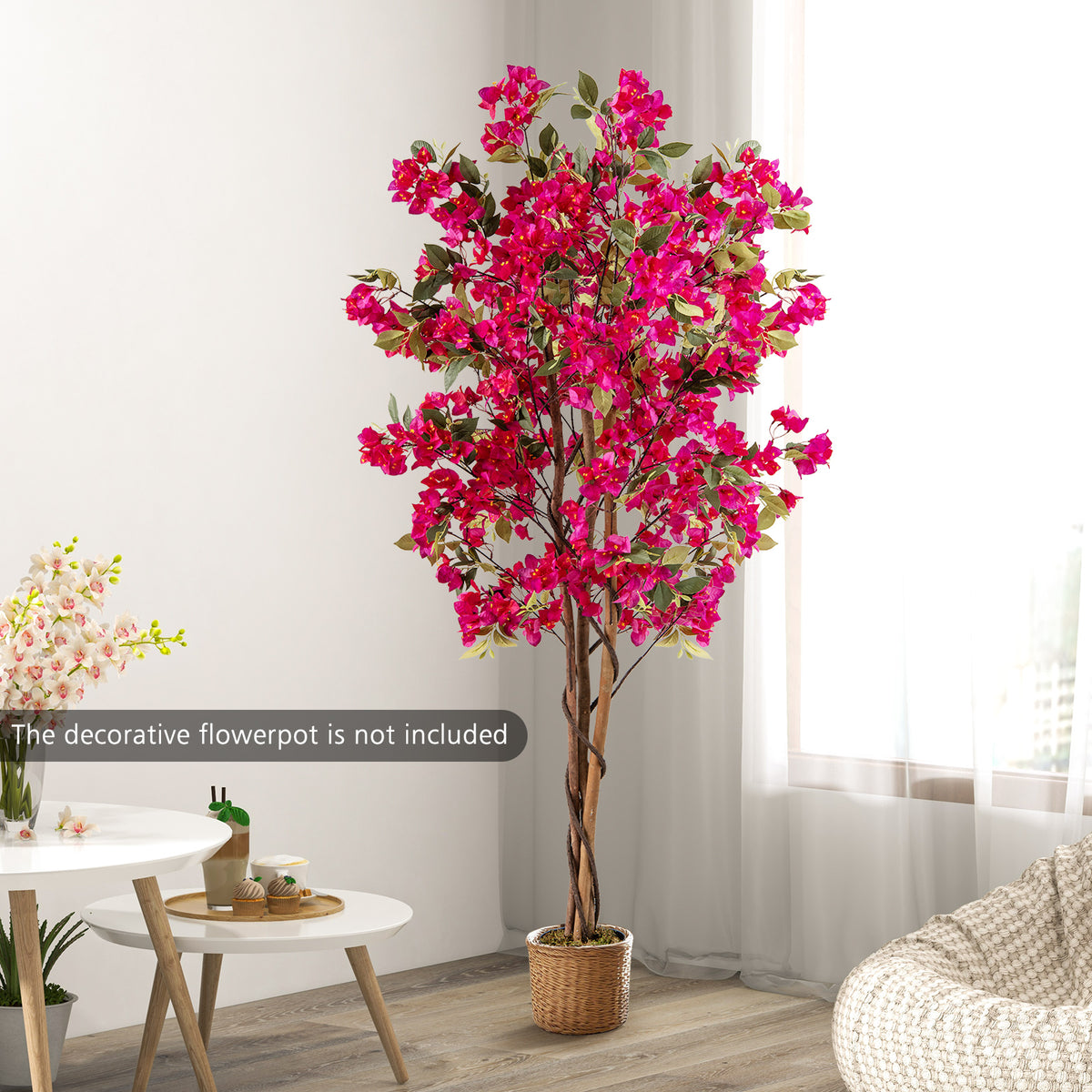 6 Feet Artificial Bougainvillea Tree with 910 Flowers-1 Piece-Artificial Plants-DECOROLALA