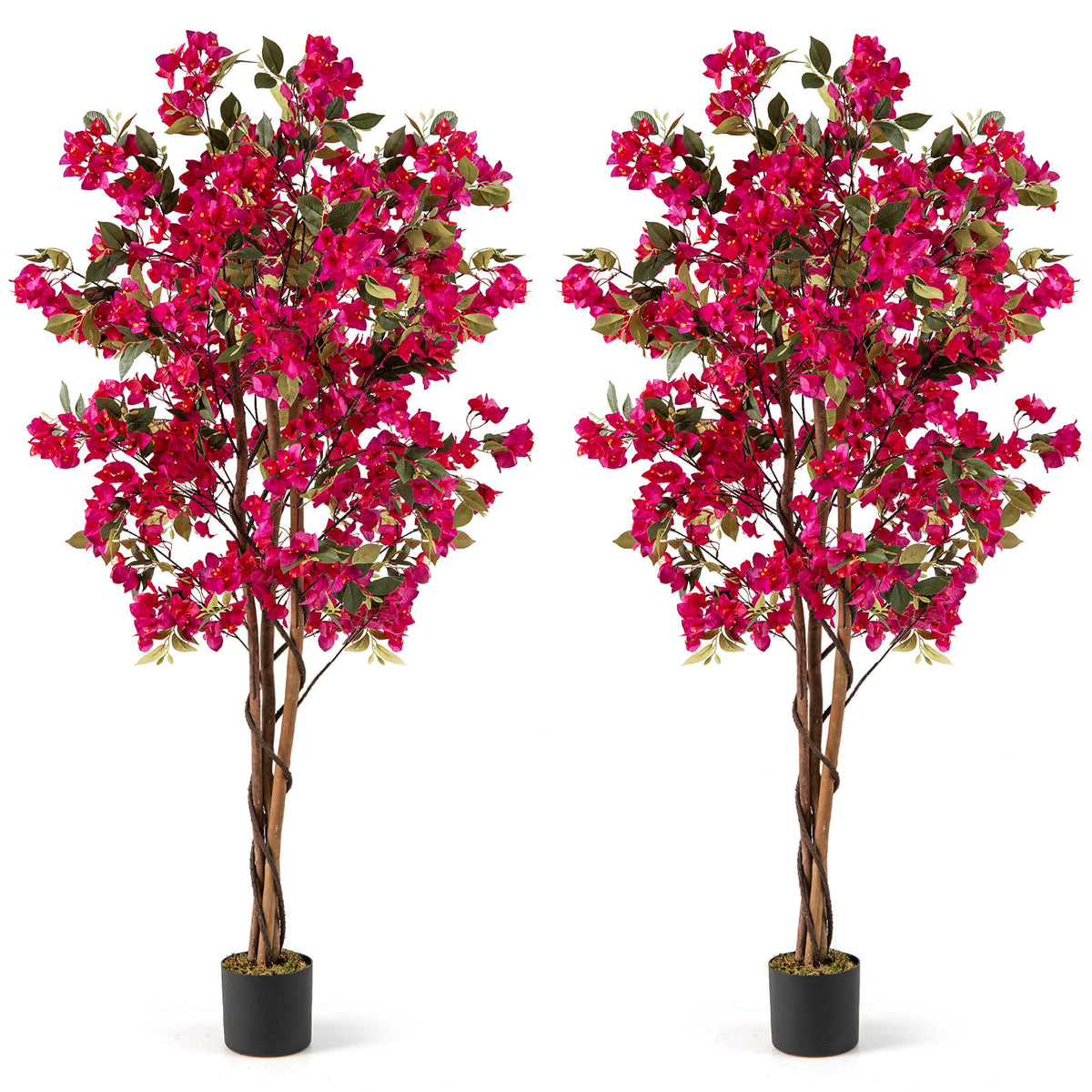 6 Feet Artificial Bougainvillea Tree with 910 Flowers-2 Pieces-Artificial Plants-DECOROLALA