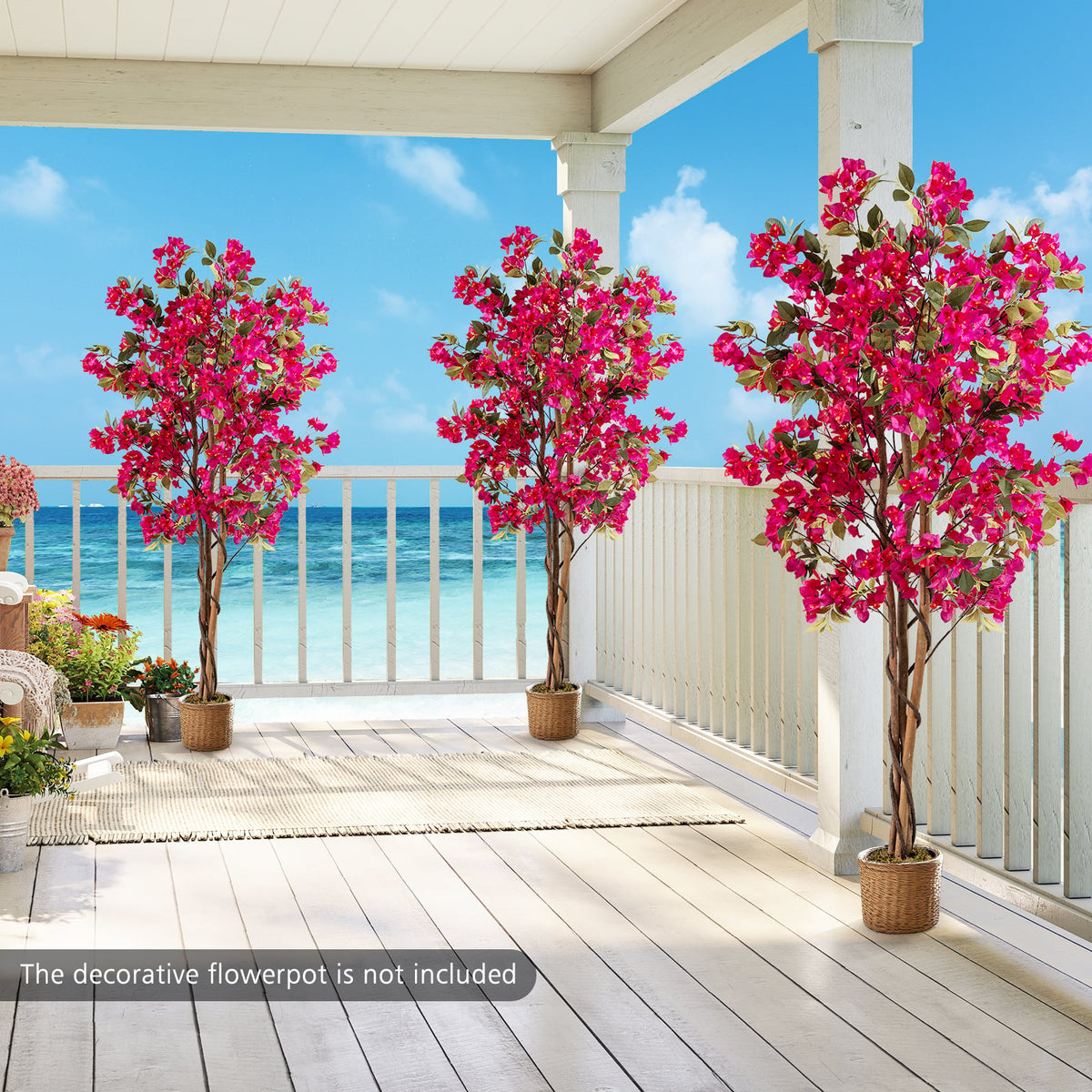 6 Feet Artificial Bougainvillea Tree with 910 Flowers-2 Pieces-Artificial Plants-DECOROLALA