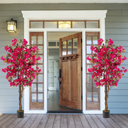 6 Feet Artificial Bougainvillea Tree with 910 Flowers-2 Pieces-Artificial Plants-DECOROLALA