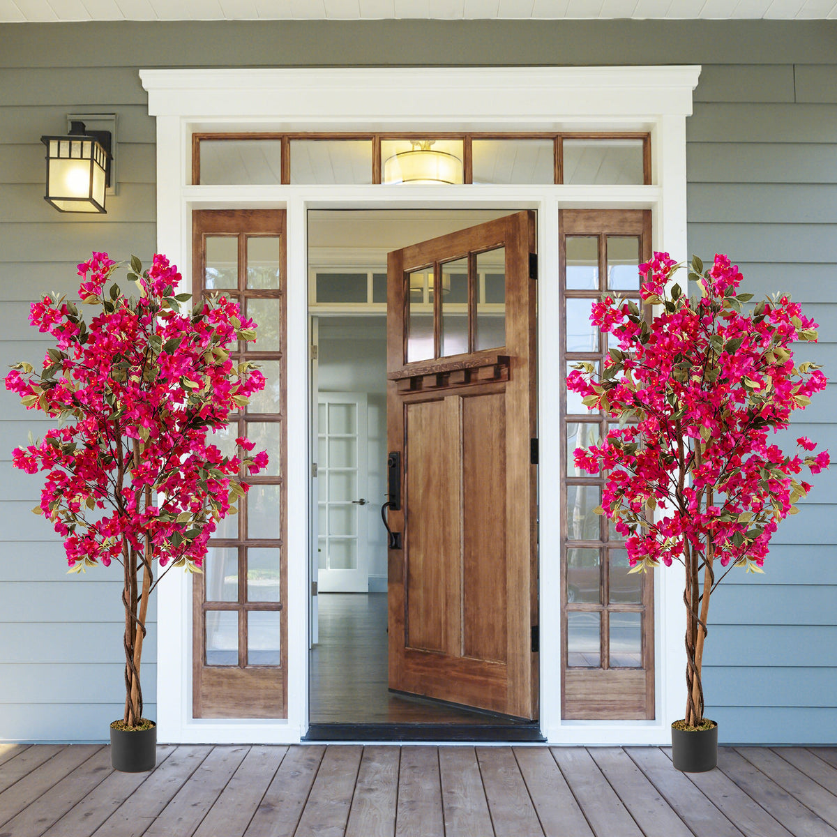 6 Feet Artificial Bougainvillea Tree with 910 Flowers-2 Pieces-Artificial Plants-DECOROLALA