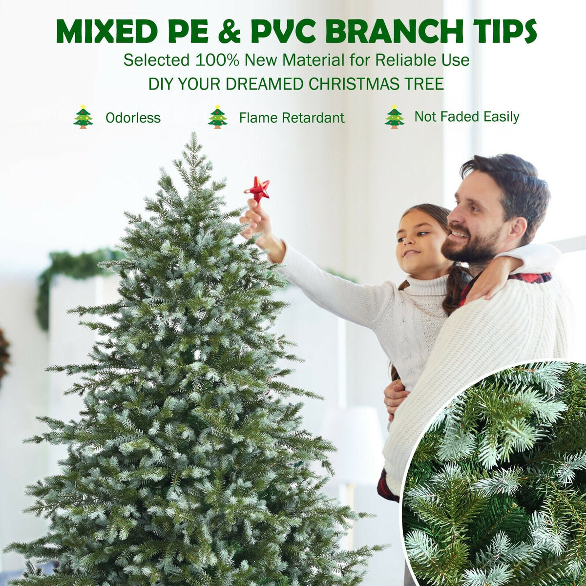 6 Feet Artificial Christmas Spruce Hinged Tree-Christmas Trees-DECOROLALA