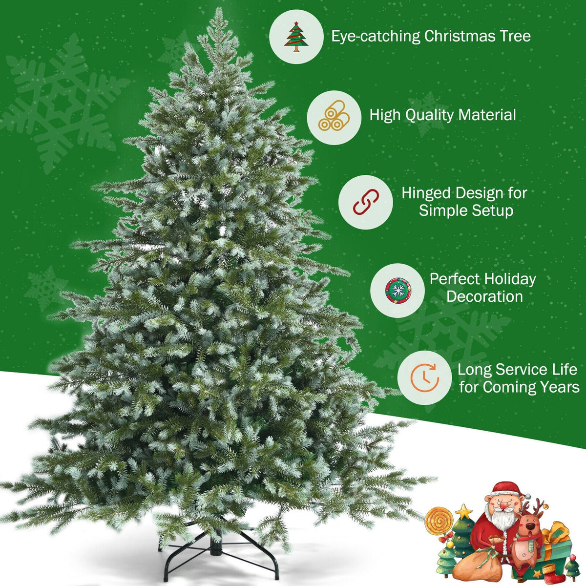 6 Feet Artificial Christmas Spruce Hinged Tree-Christmas Trees-DECOROLALA