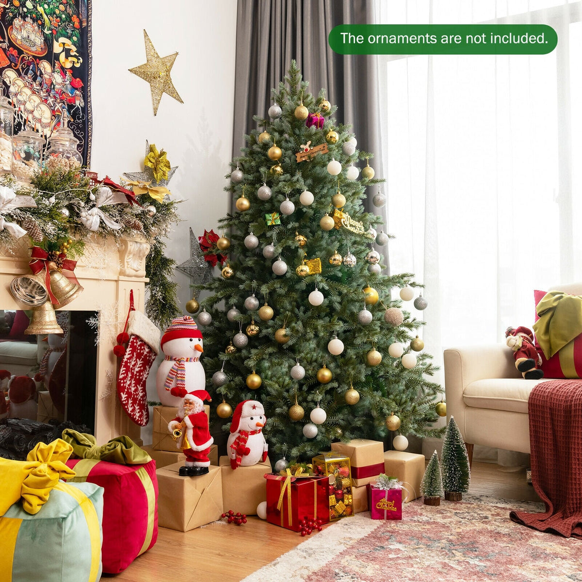 6 Feet Artificial Christmas Spruce Hinged Tree-Christmas Trees-DECOROLALA