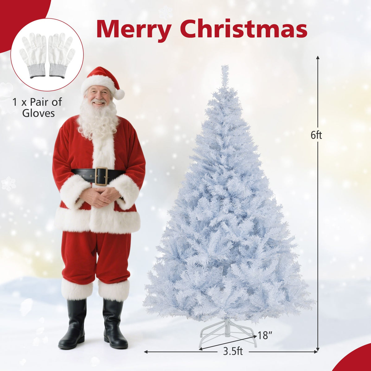 6 Feet Artificial Christmas Tree Hinged Pre-Lit Xmas Tree with 11 Lighting Modes-Christmas Trees-DECOROLALA