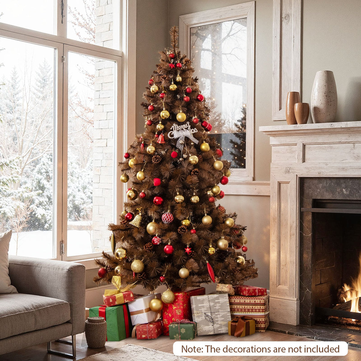 6 Feet Artificial Christmas Tree with 493 Branch Tips for Home Office Carnival-Christmas Trees-DECOROLALA