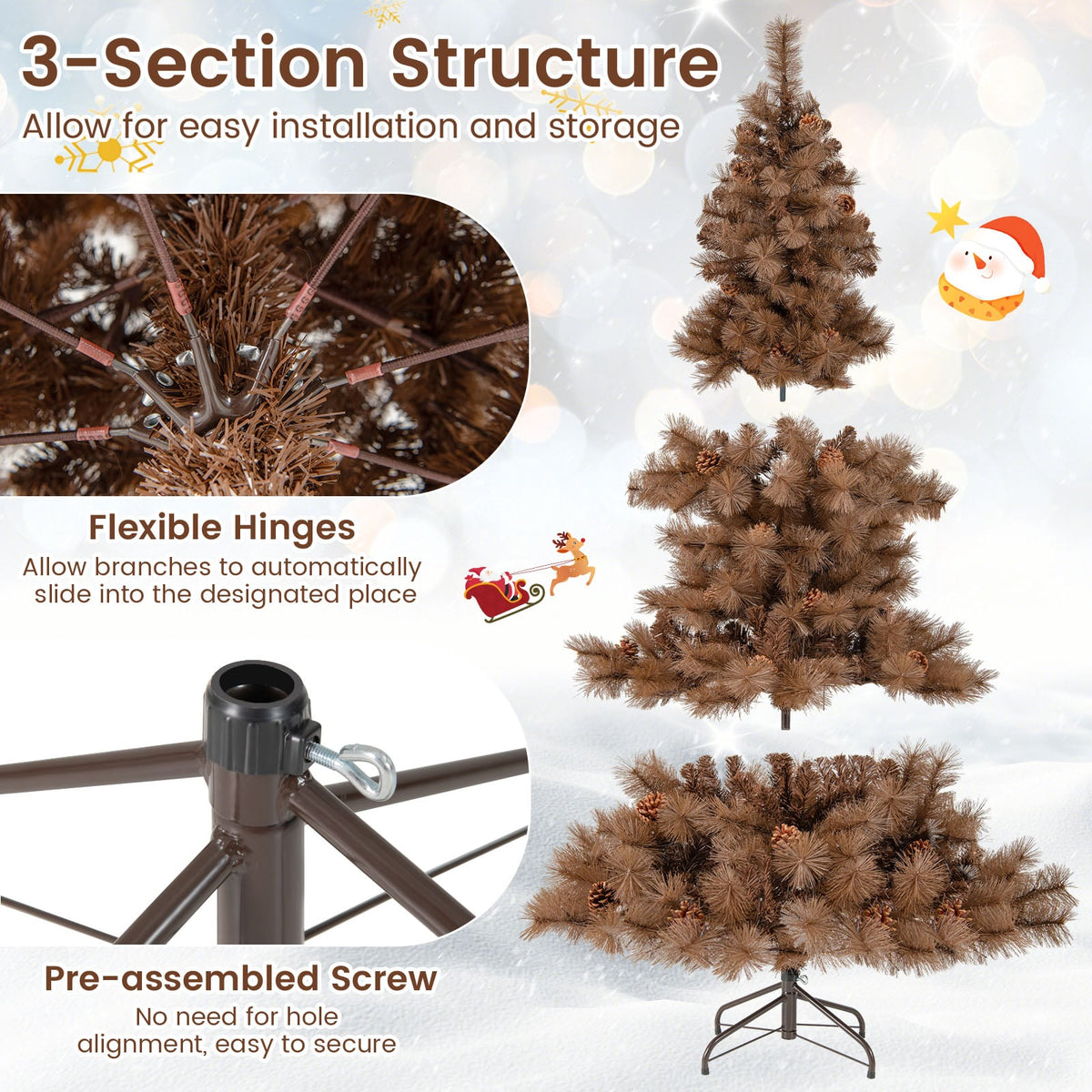 6 Feet Artificial Christmas Tree with 493 Branch Tips for Home Office Carnival-Christmas Trees-DECOROLALA