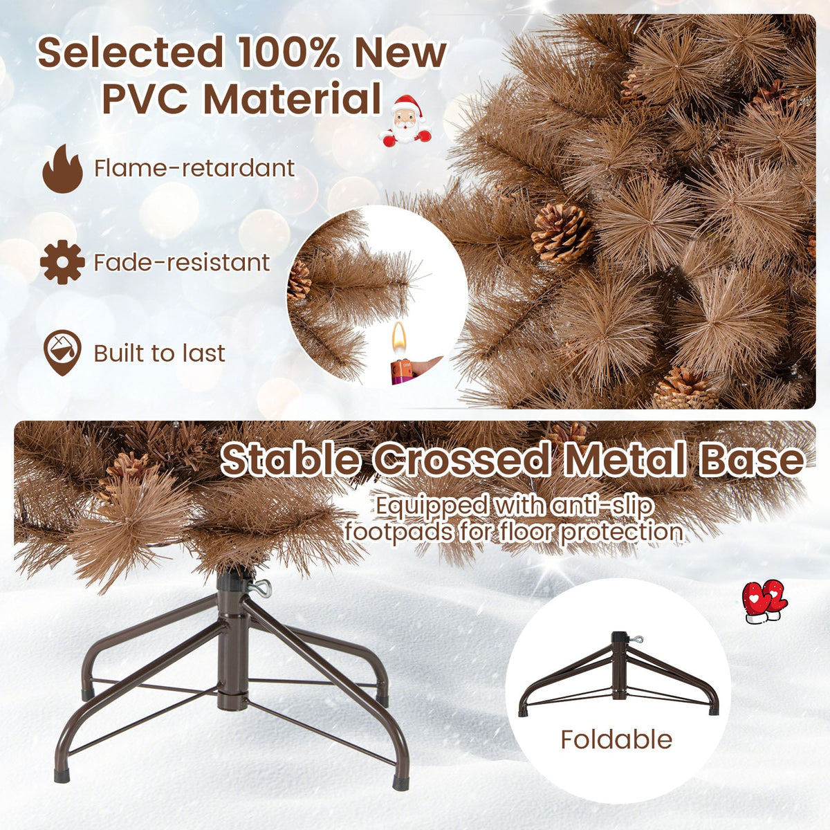 6 Feet Artificial Christmas Tree with 493 Branch Tips for Home Office Carnival-Christmas Trees-DECOROLALA
