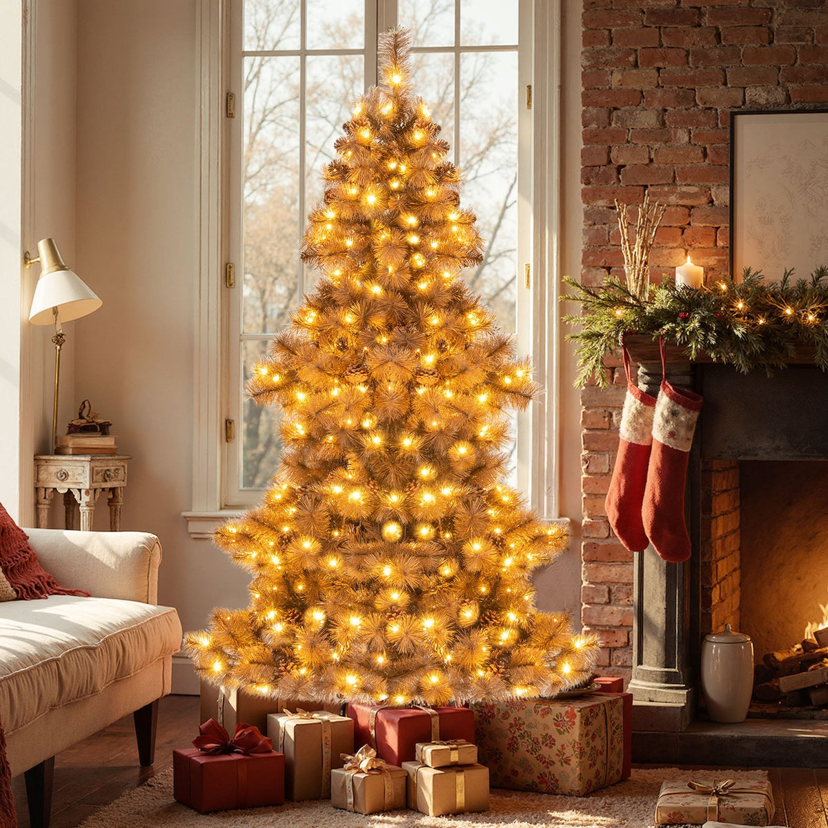 6 Feet Artificial Christmas Tree with 493 Branch Tips for Home Office Carnival-Christmas Trees-DECOROLALA