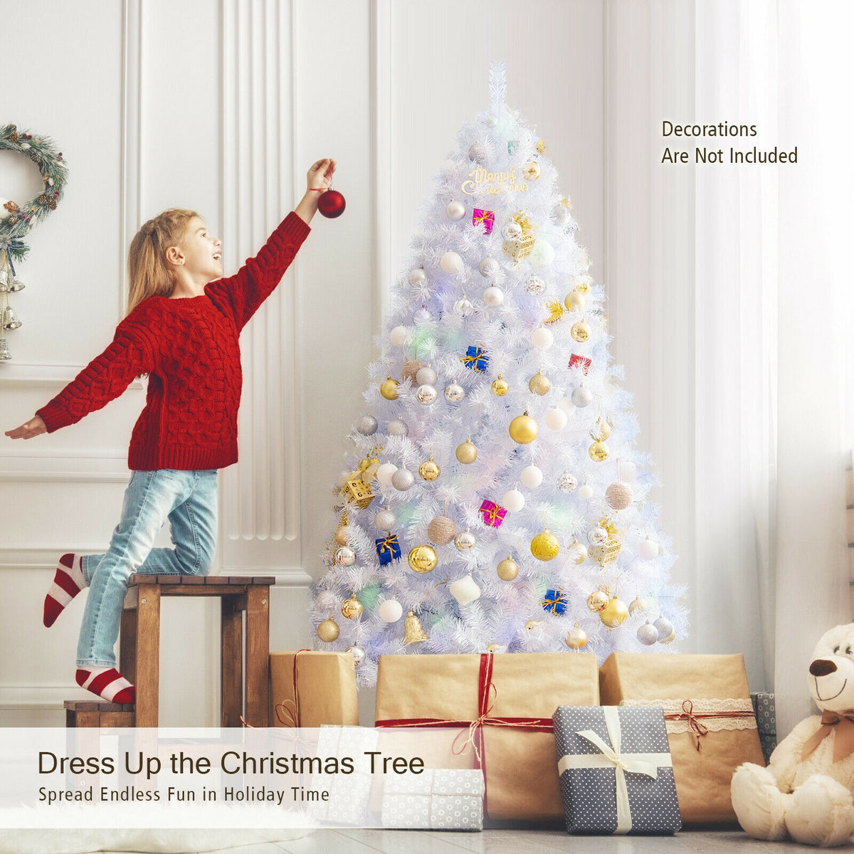 6 Feet Artificial Christmas Tree with Iridescent Branch Tips-Christmas Trees-DECOROLALA