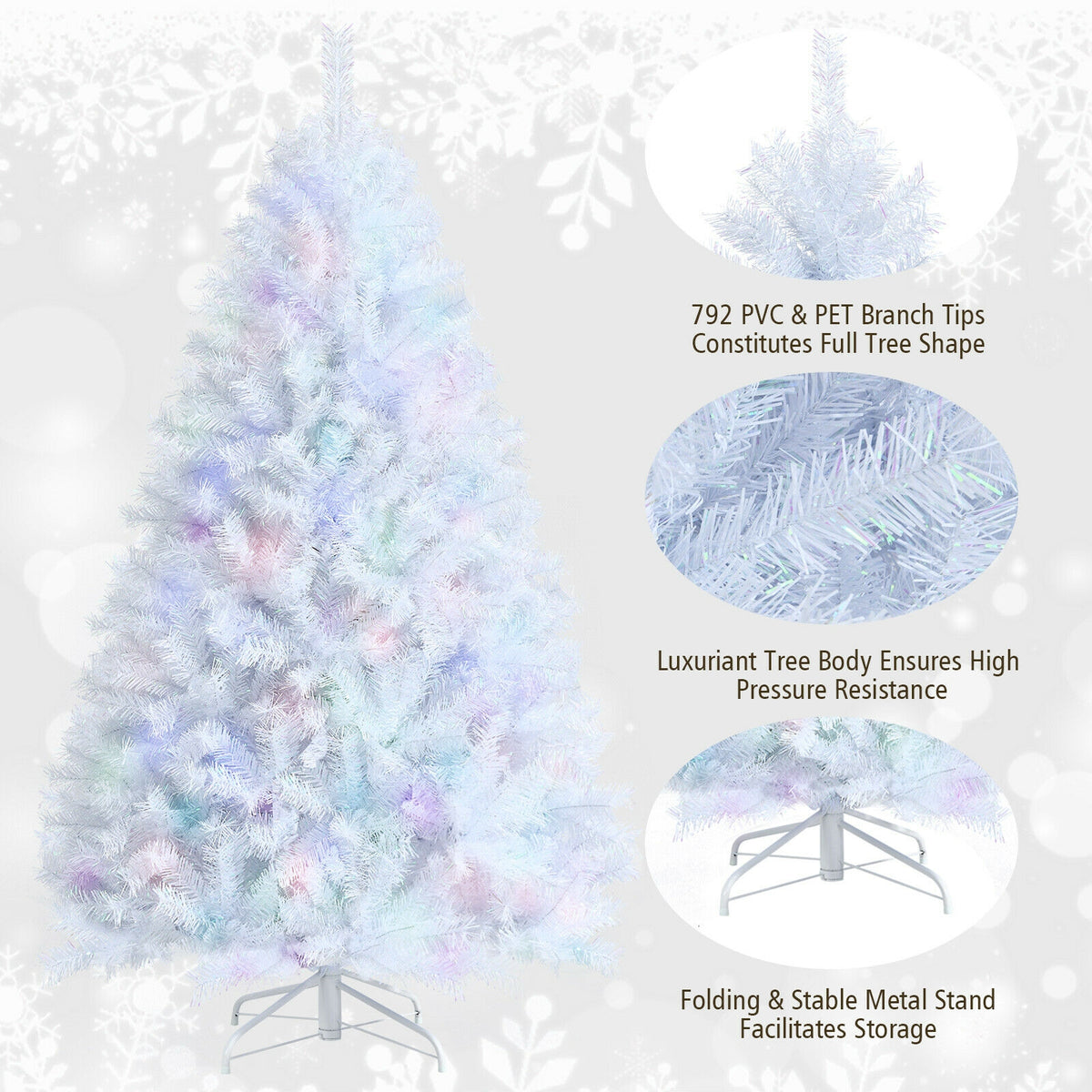 6 Feet Artificial Christmas Tree with Iridescent Branch Tips-Christmas Trees-DECOROLALA