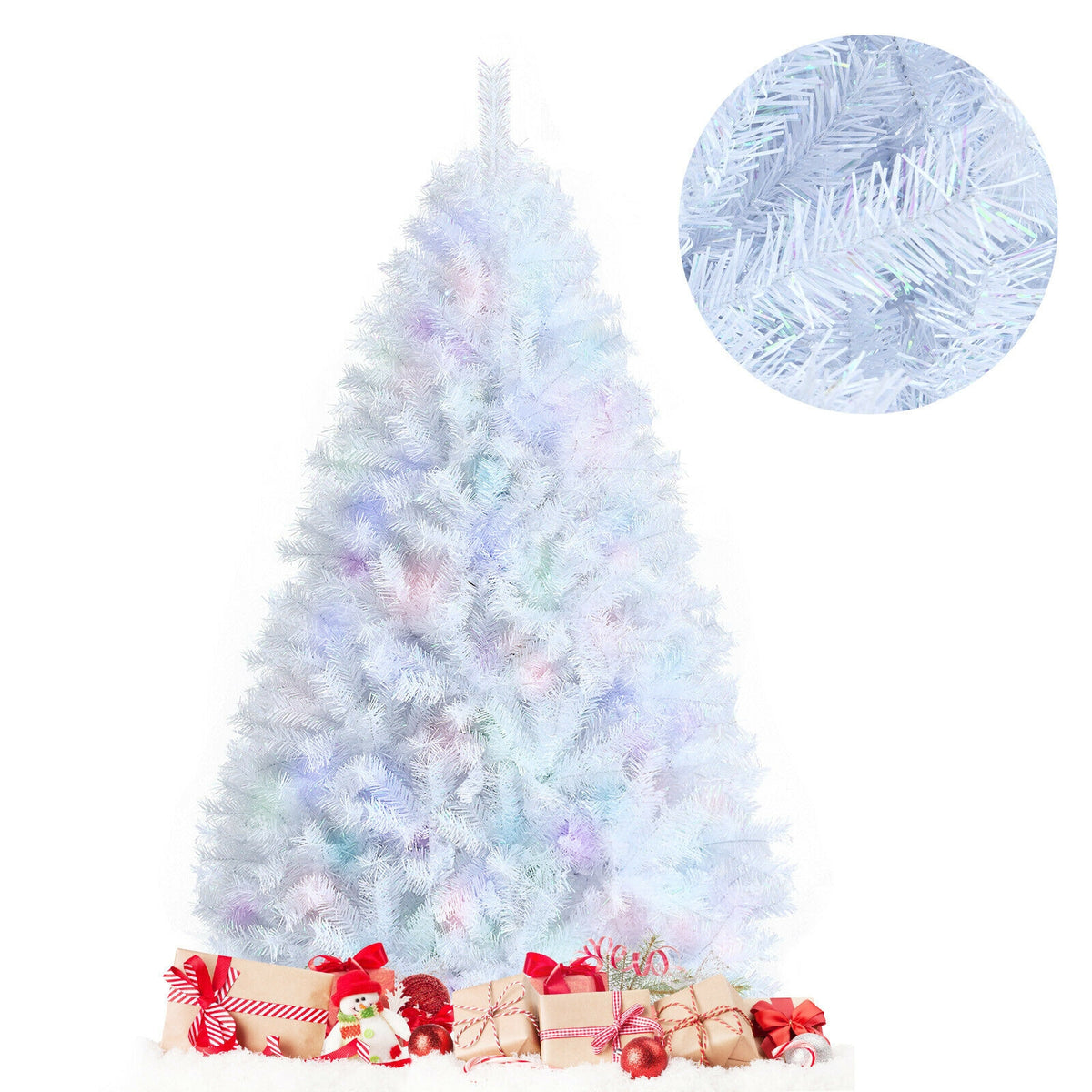 6 Feet Artificial Christmas Tree with Iridescent Branch Tips-Christmas Trees-DECOROLALA