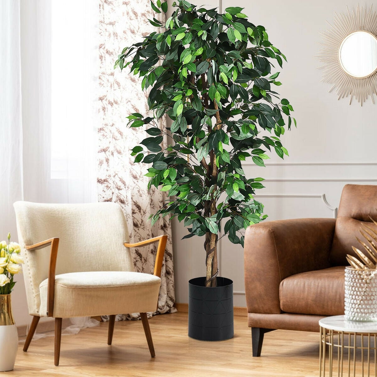 6 Feet Artificial Ficus Silk Tree-Artificial Plants-DECOROLALA