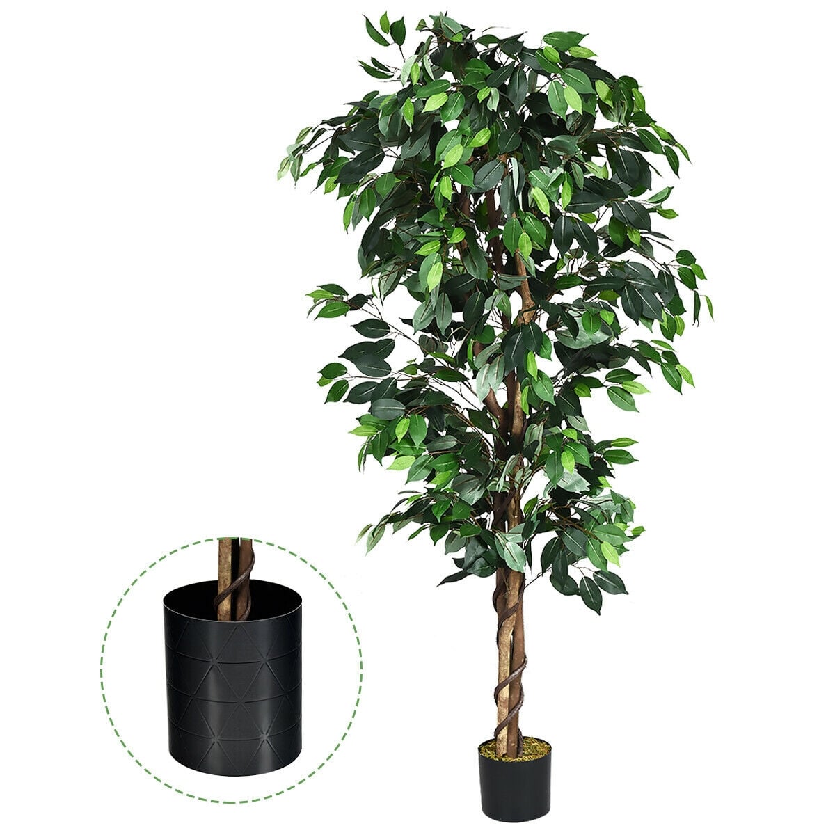 6 Feet Artificial Ficus Silk Tree-Artificial Plants-DECOROLALA