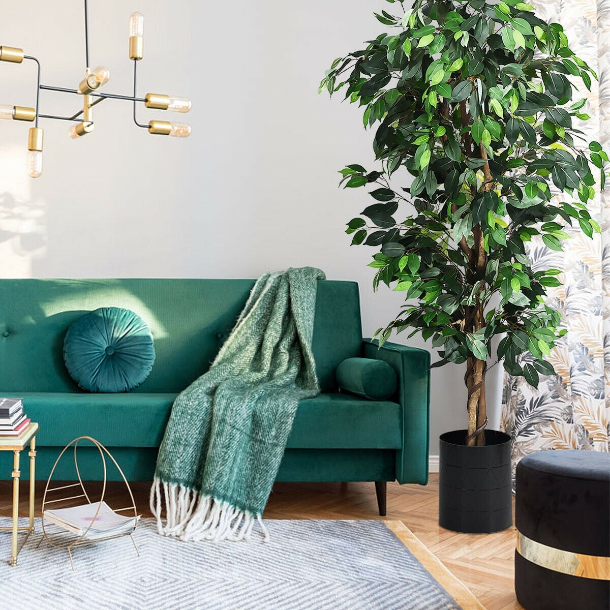 6 Feet Artificial Ficus Silk Tree-Artificial Plants-DECOROLALA