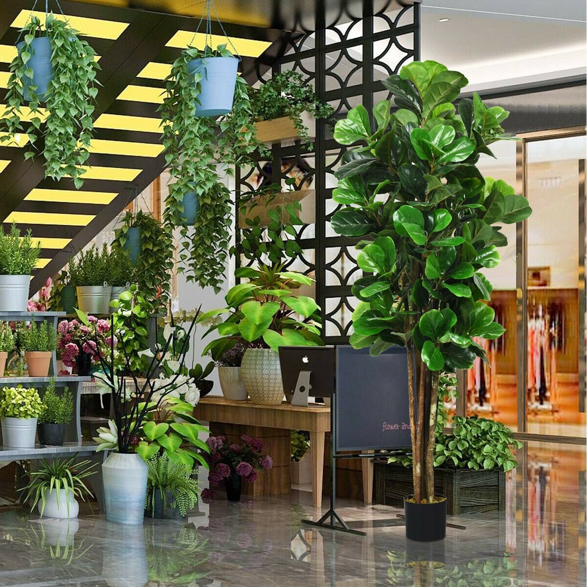 6-Feet Artificial Indoor-Outdoor Home Decorative Planter-Artificial Plants-DECOROLALA