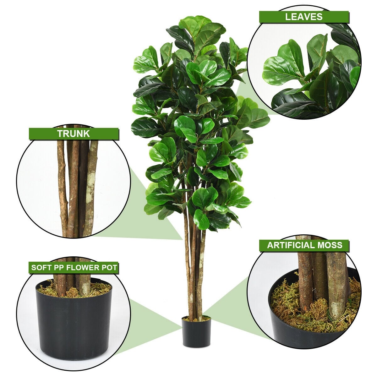 6-Feet Artificial Indoor-Outdoor Home Decorative Planter-Artificial Plants-DECOROLALA