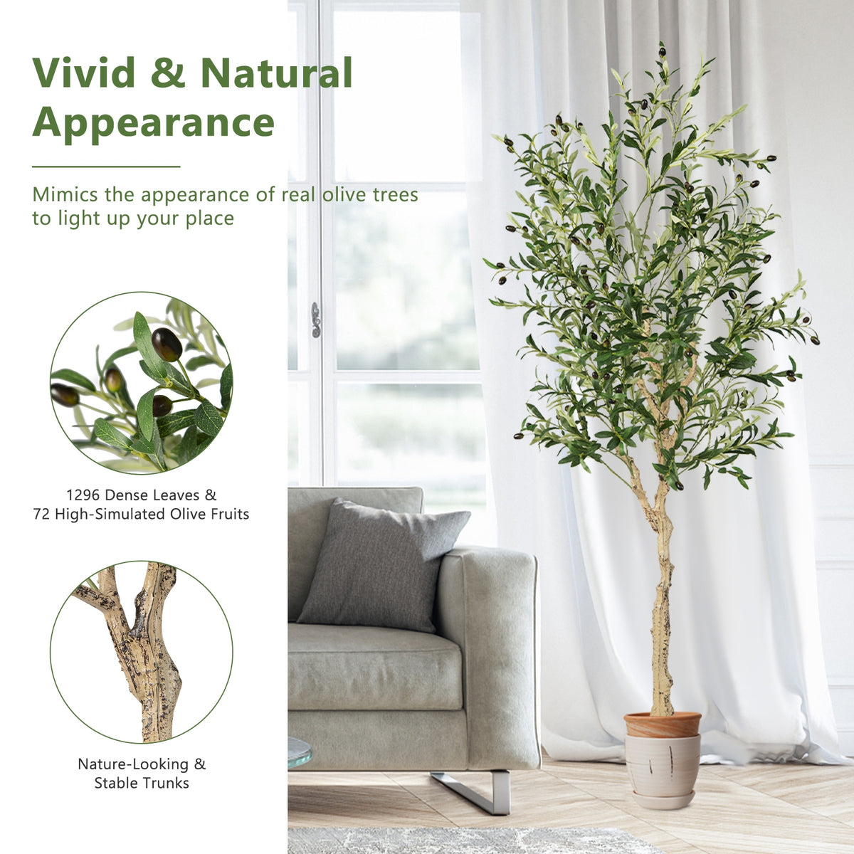 6 Feet Artificial Olive Tree in Cement Pot-1 Piece – DECOROLALA