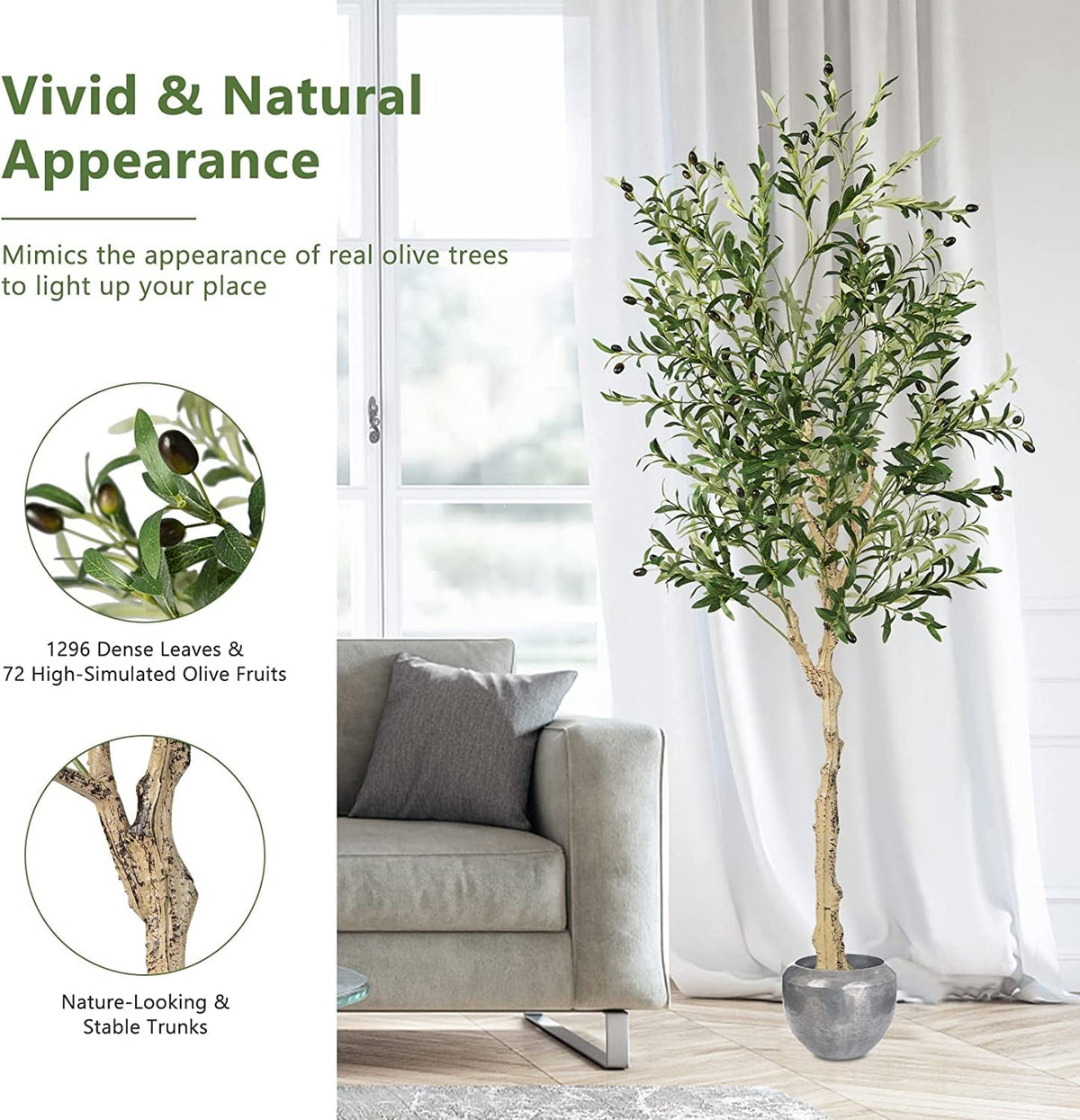 6 Feet Artificial Olive Tree in Cement Pot-2 Pieces-Artificial Plants-DECOROLALA