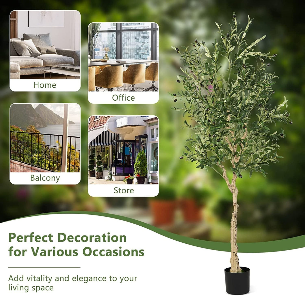 6 Feet Artificial Olive Tree in Cement Pot-2 Pieces – DECOROLALA