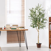 6 Feet Artificial Olive Tree in Cement Pot-2 Pieces-Artificial Plants-DECOROLALA