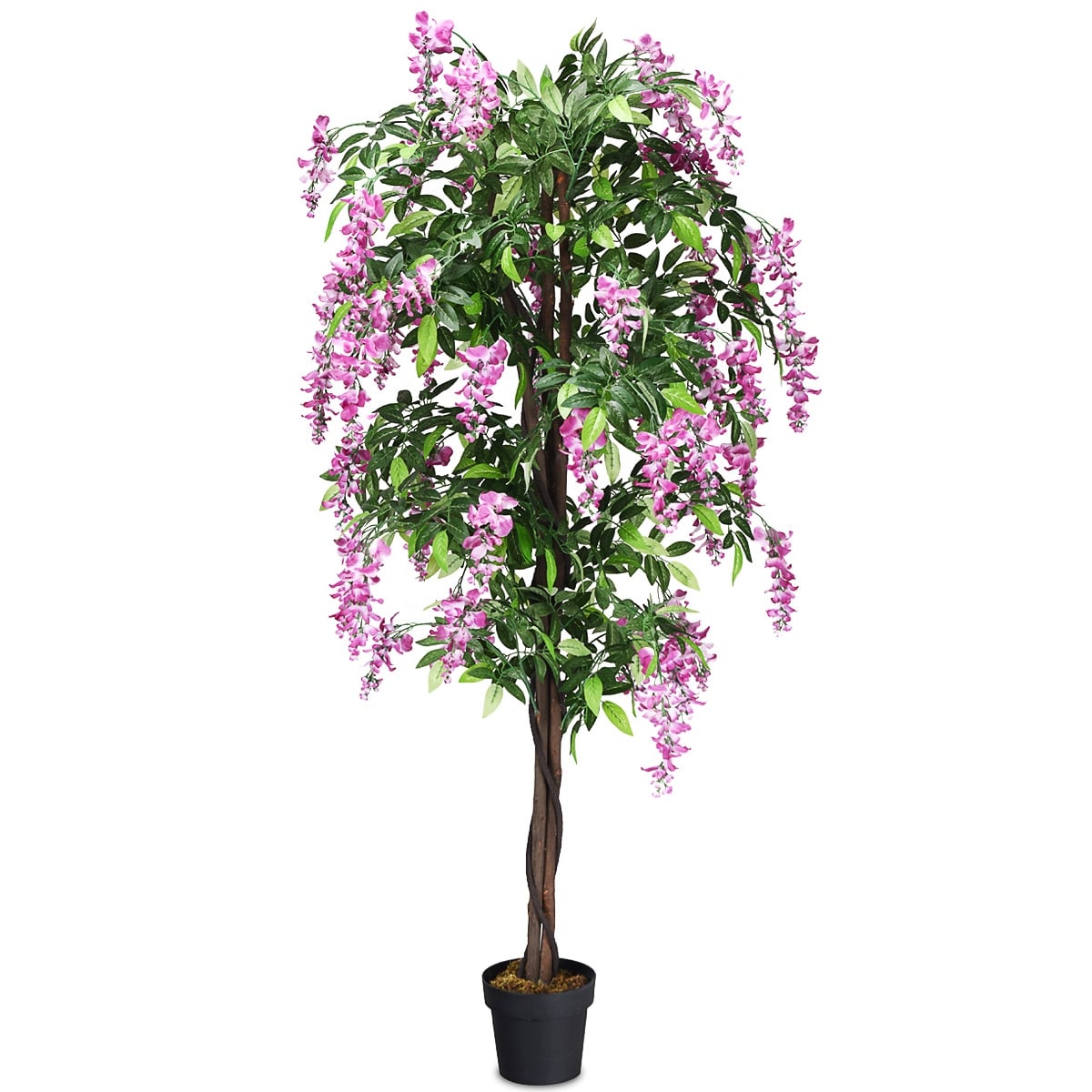 6-Feet Artificial Wisteria Silk Indoor-Outdoor Tree with Adjustable Tree Branche-2 Pieces-Artificial Plants-DECOROLALA