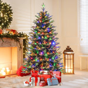 6 Feet Artificial Xmas Tree Hinged with 11 Lighting Modes and Remote Control-6 ft-Christmas Trees-DECOROLALA