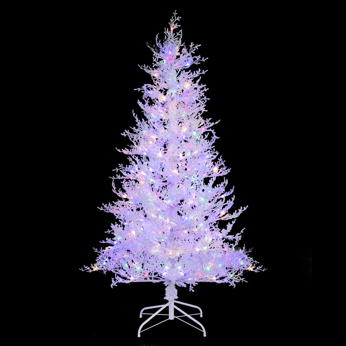 6 Feet Artificial Xmas Tree with 383 PE Branch Tips and 300 LED Lights-Christmas Trees-DECOROLALA