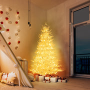 6 Feet Artificial Xmas Tree with 383 PE Branch Tips and 300 LED Lights-Christmas Trees-DECOROLALA