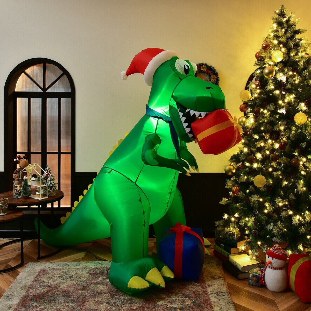 6 Feet Christmas Inflatable Dinosaur for Indoor and Outdoor-Christmas Inflatables-DECOROLALA
