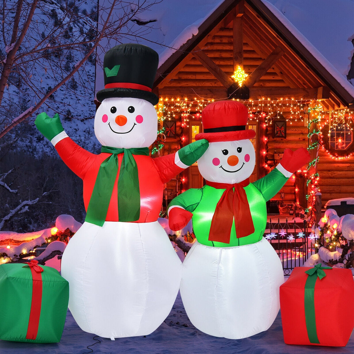6 Feet Christmas Inflatable Snowmen Blow Up Christmas Decoration-Christmas Inflatables-DECOROLALA