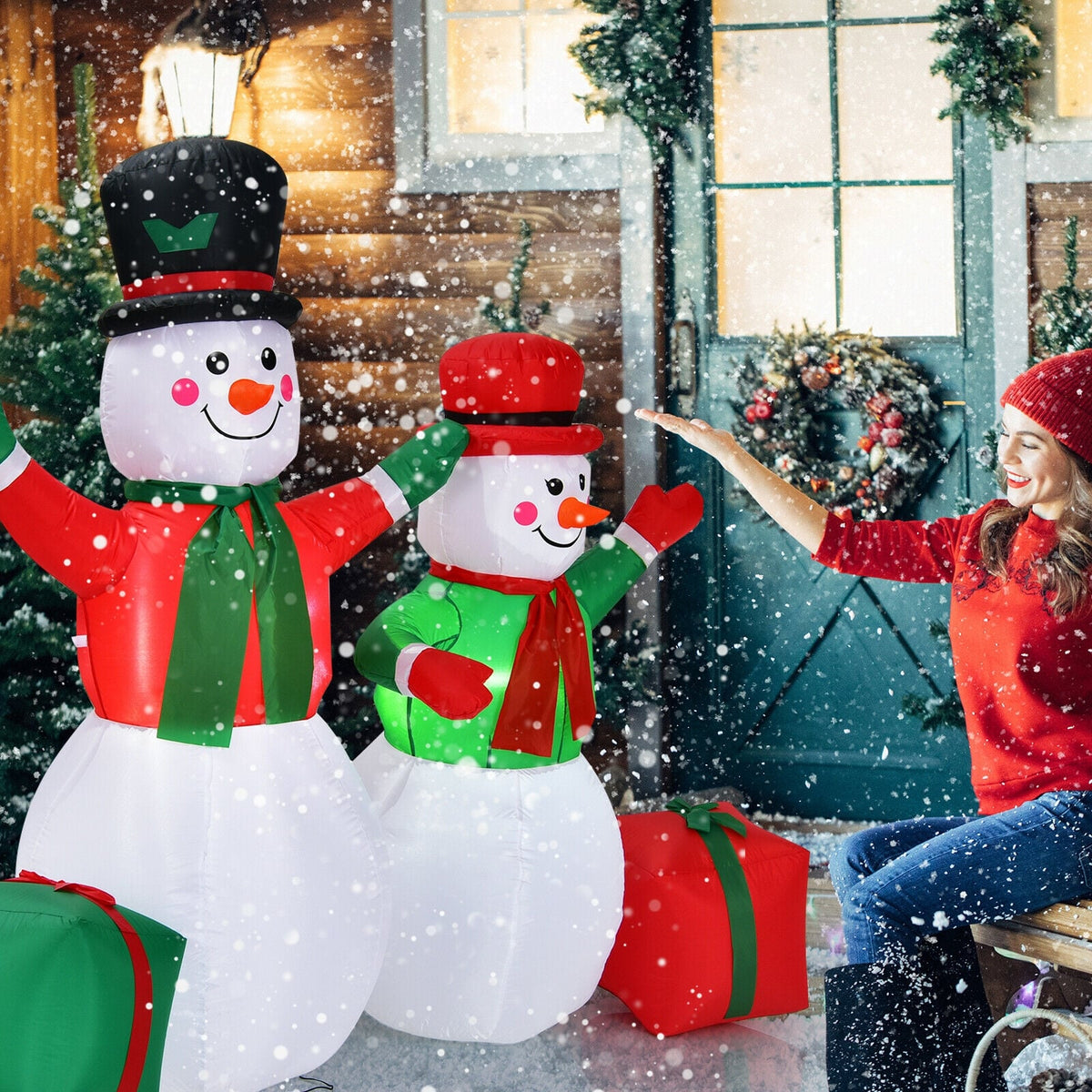 6 Feet Christmas Inflatable Snowmen Blow Up Christmas Decoration-Christmas Inflatables-DECOROLALA