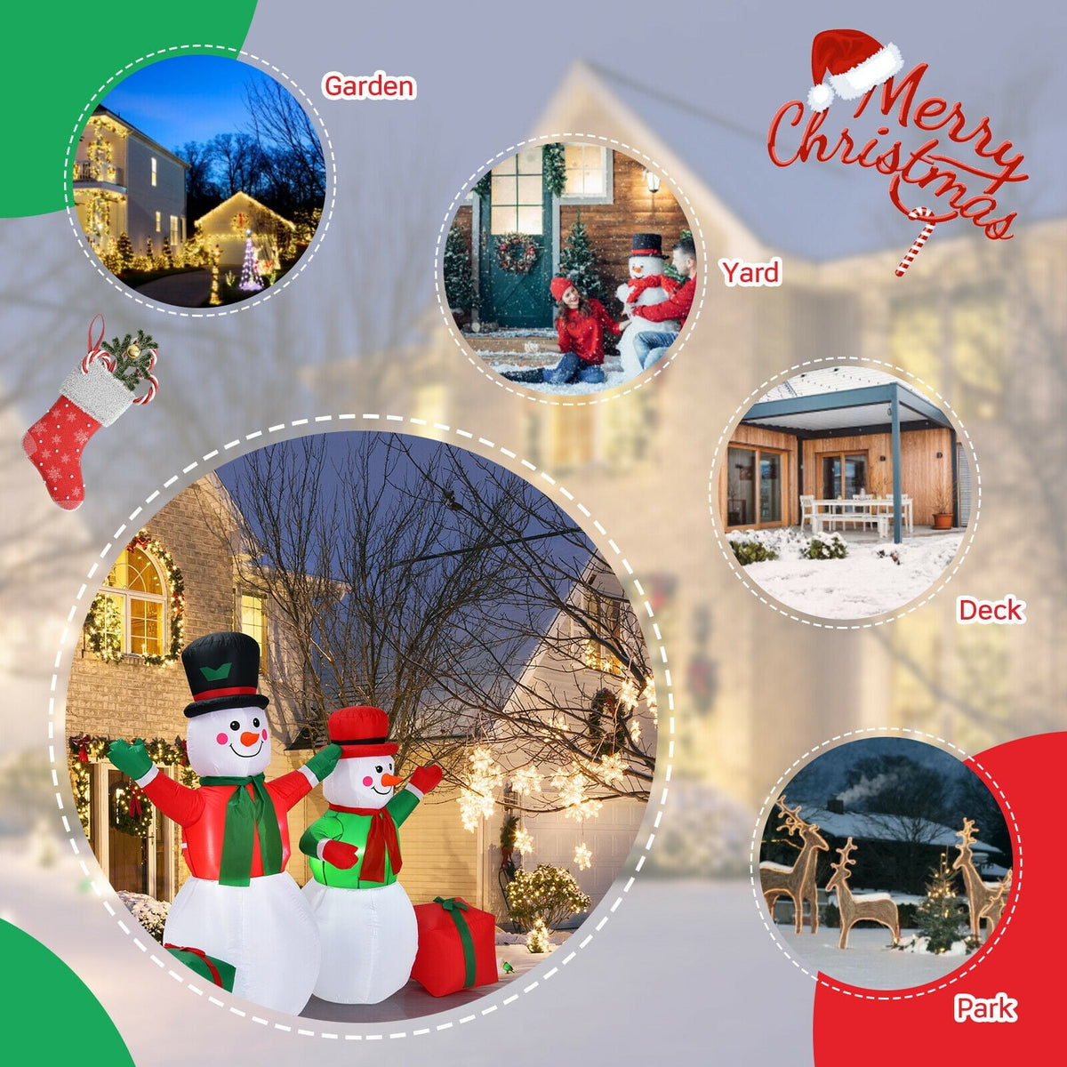 6 Feet Christmas Inflatable Snowmen Blow Up Christmas Decoration-Christmas Inflatables-DECOROLALA
