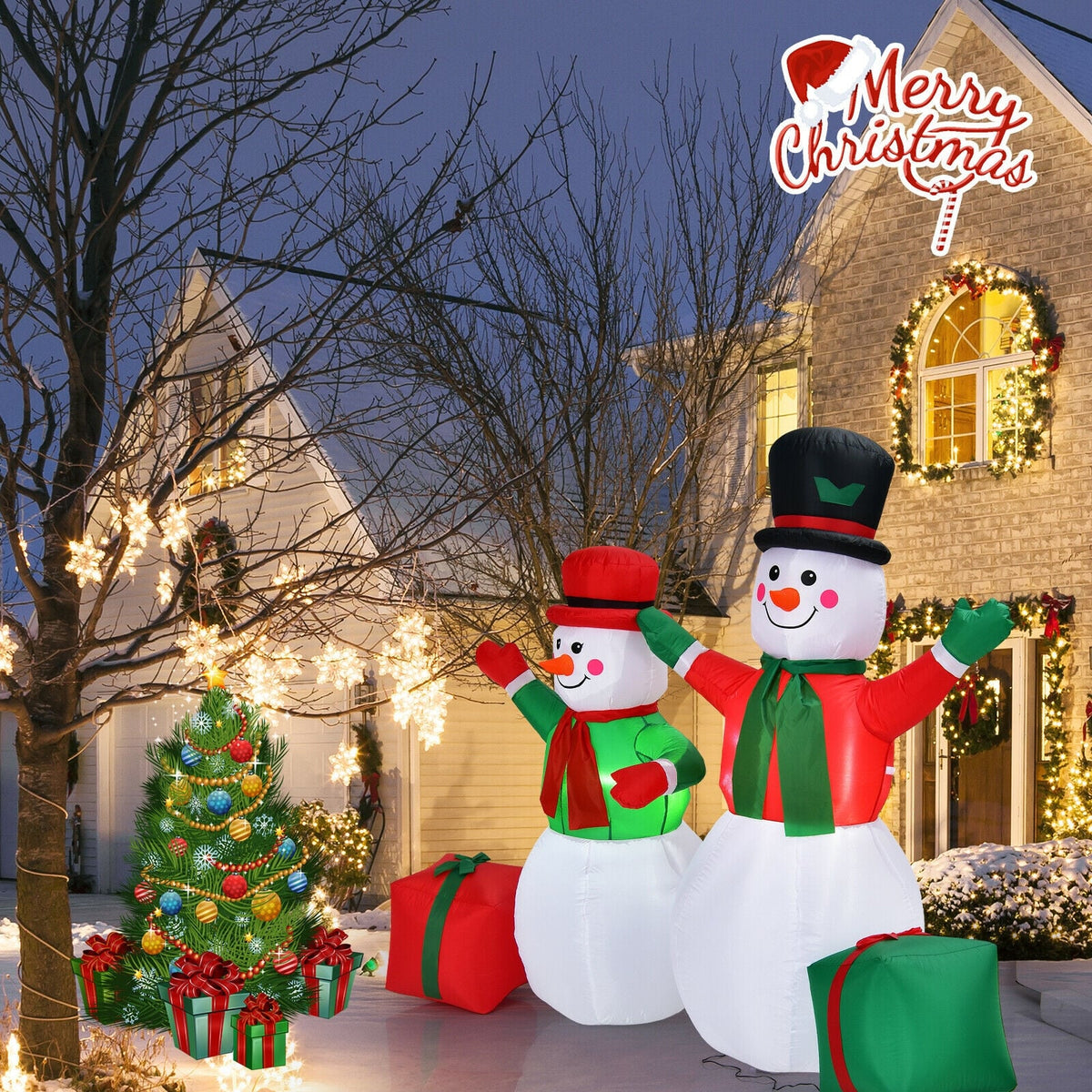 6 Feet Christmas Inflatable Snowmen Blow Up Christmas Decoration-Christmas Inflatables-DECOROLALA