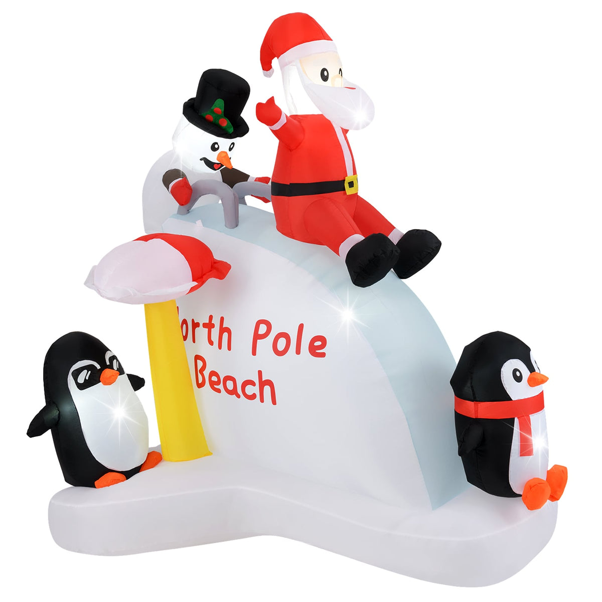 6 Feet Christmas Inflatable with Blow up Penguins and Santa Decoration-Christmas Inflatables-DECOROLALA