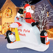 6 Feet Christmas Inflatable with Blow up Penguins and Santa Decoration-Christmas Inflatables-DECOROLALA