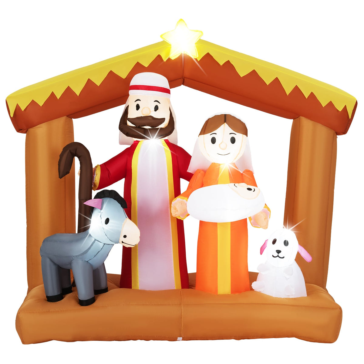 6 Feet Christmas Inflatables Nativity Scene Outdoor Decoration with Built-in LED Lights-Christmas Inflatables-DECOROLALA
