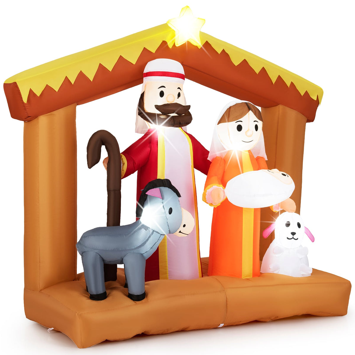 6 Feet Christmas Inflatables Nativity Scene Outdoor Decoration with Built-in LED Lights-Christmas Inflatables-DECOROLALA