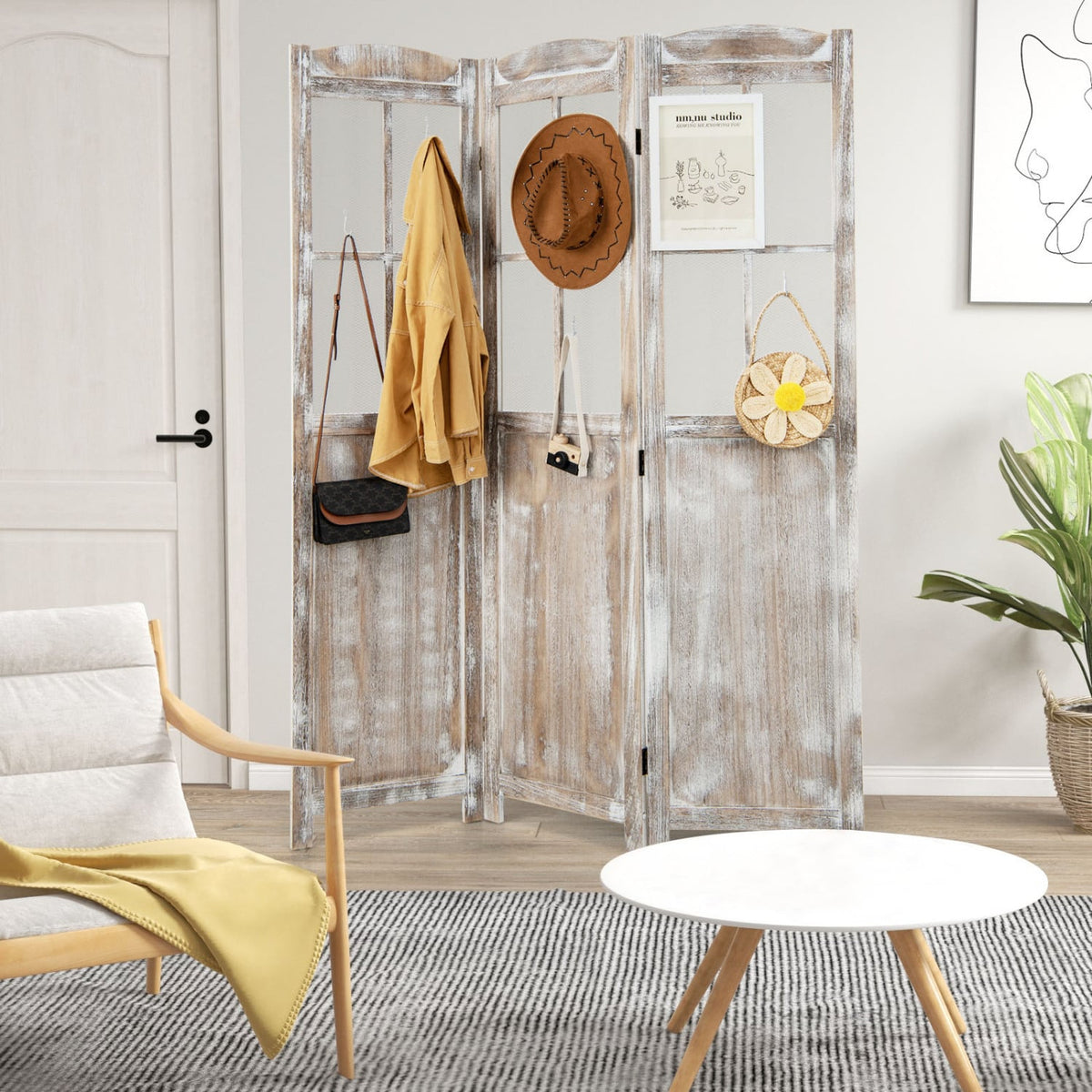 6 Feet Folding Privacy Screen-Coffee-Room Dividers-DECOROLALA