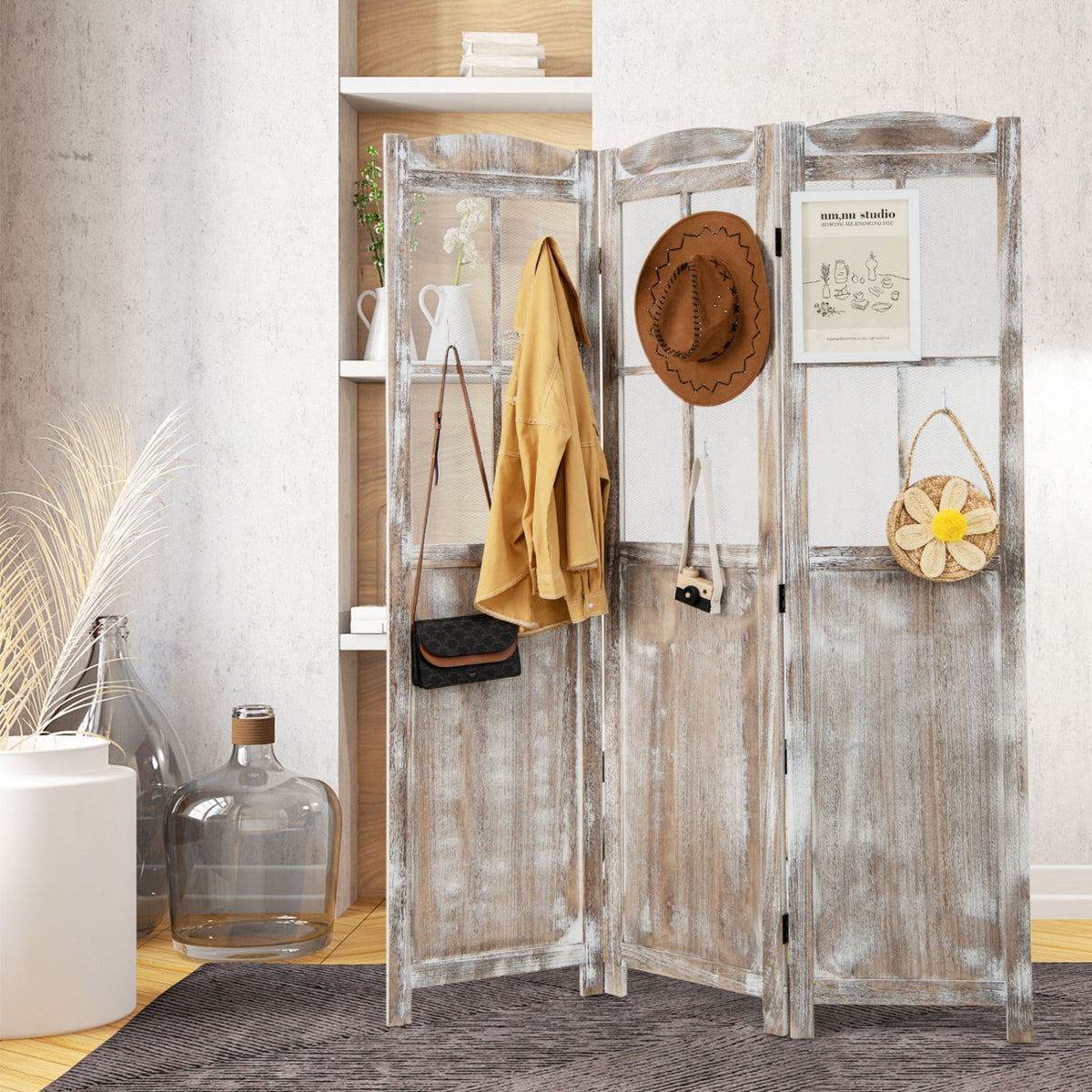 6 Feet Folding Privacy Screen-Coffee-Room Dividers-DECOROLALA