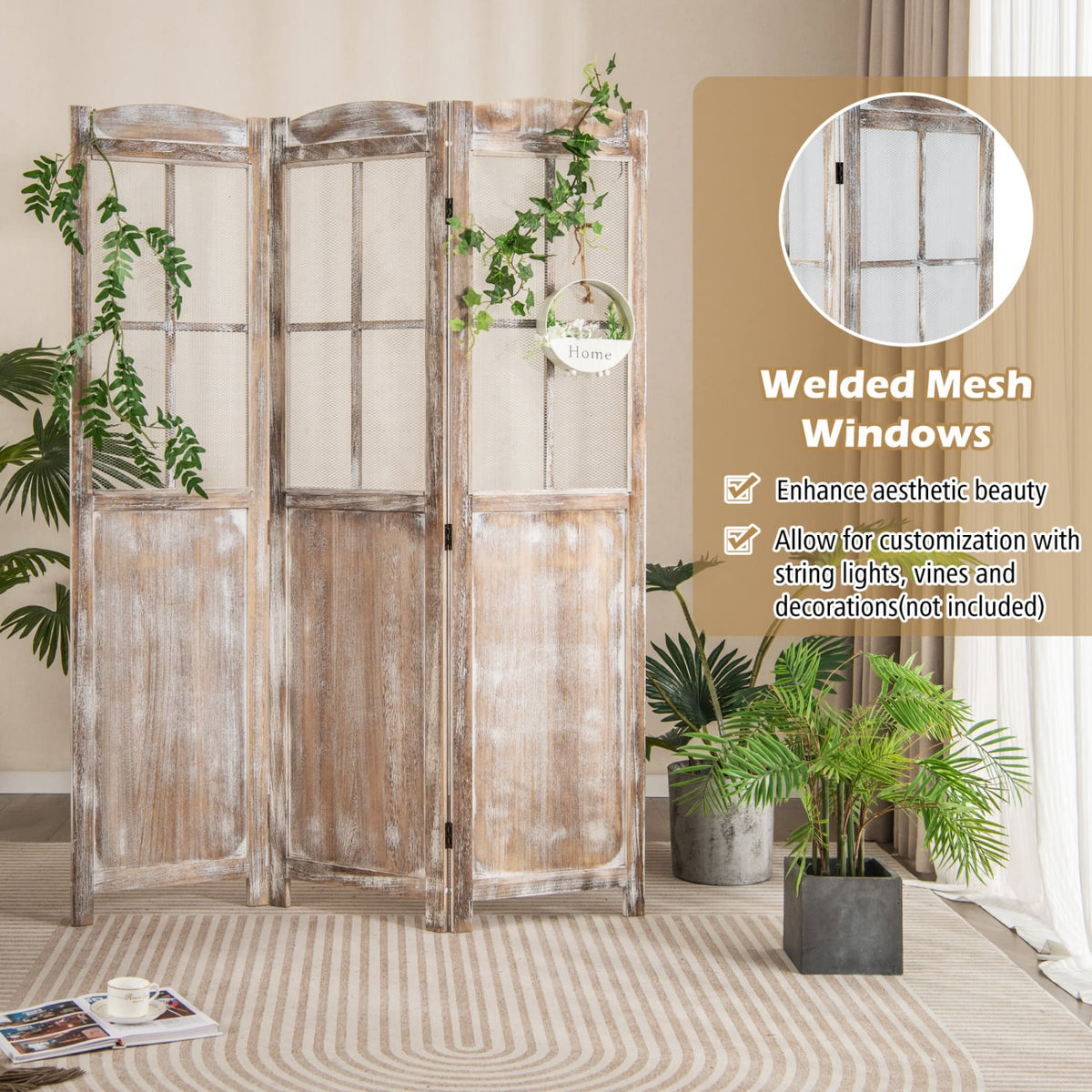 6 Feet Folding Privacy Screen-Coffee-Room Dividers-DECOROLALA